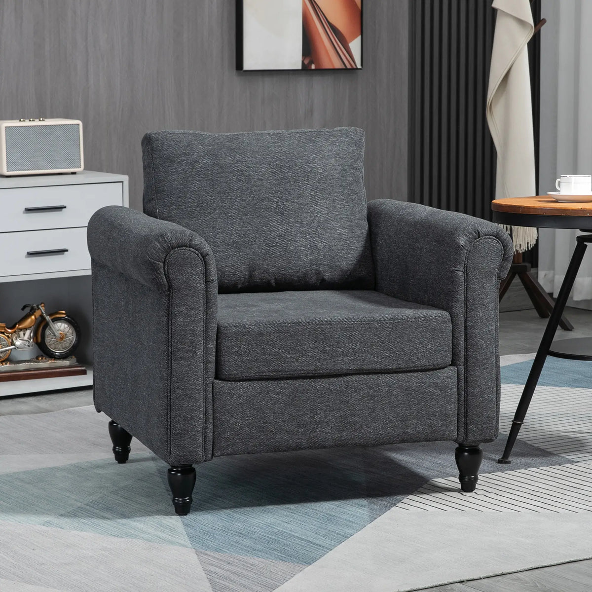 Vintage Armchair, Upholstered Accent Chair, Dark Grey Accent Chairs at Gallery Canada