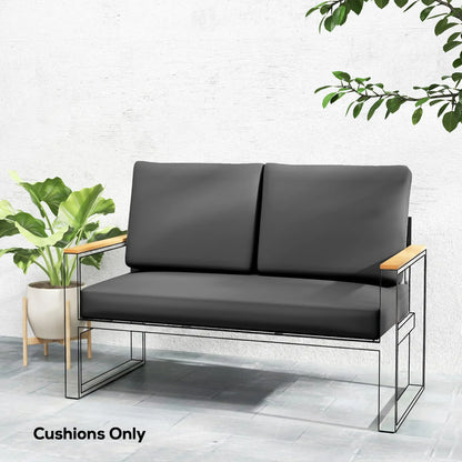 2 Seater 5" Thick Outdoor Seat Cushions, 7" Backrest, Dark Grey Patio Chair Cushions at Gallery Canada