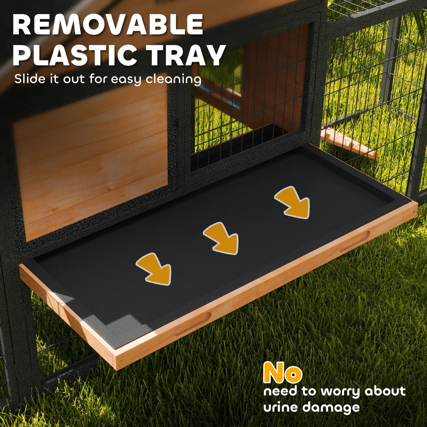 85"L Large Wooden Rabbit Hutch, Outdoor Bunny Cage With Run Box, Yellow Rabbit Hutch at Gallery Canada