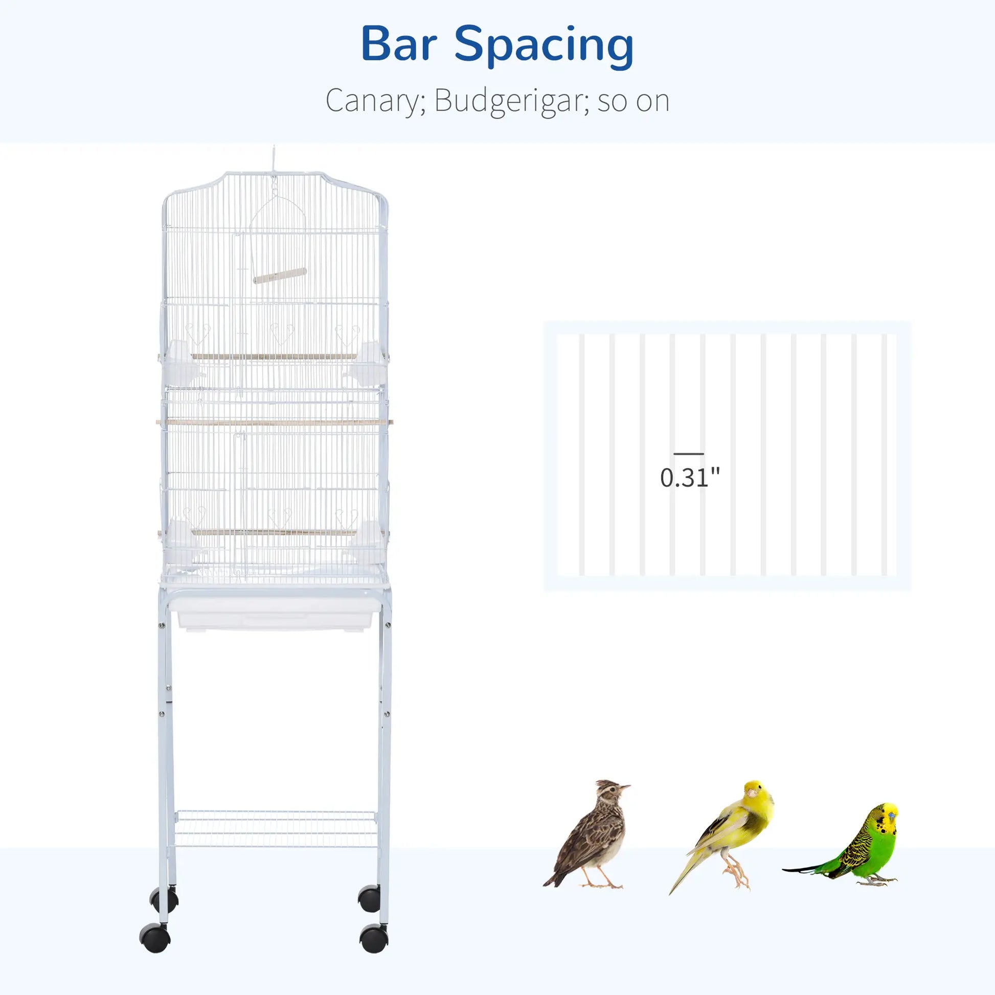 62" Rolling Bird Cage, Cockatoo House, Play Top, Storage Shelf, Wheels, White Bird Cages at Gallery Canada