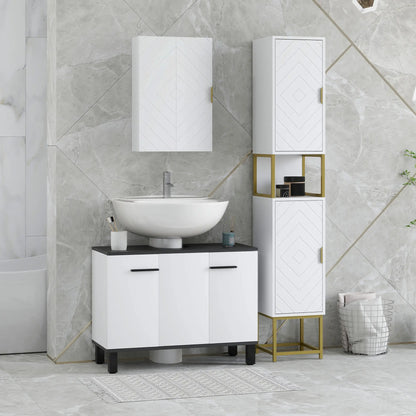 2-Piece Bathroom Cabinet Set, Adjustable Shelves, White Bathroom Cabinets at Gallery Canada