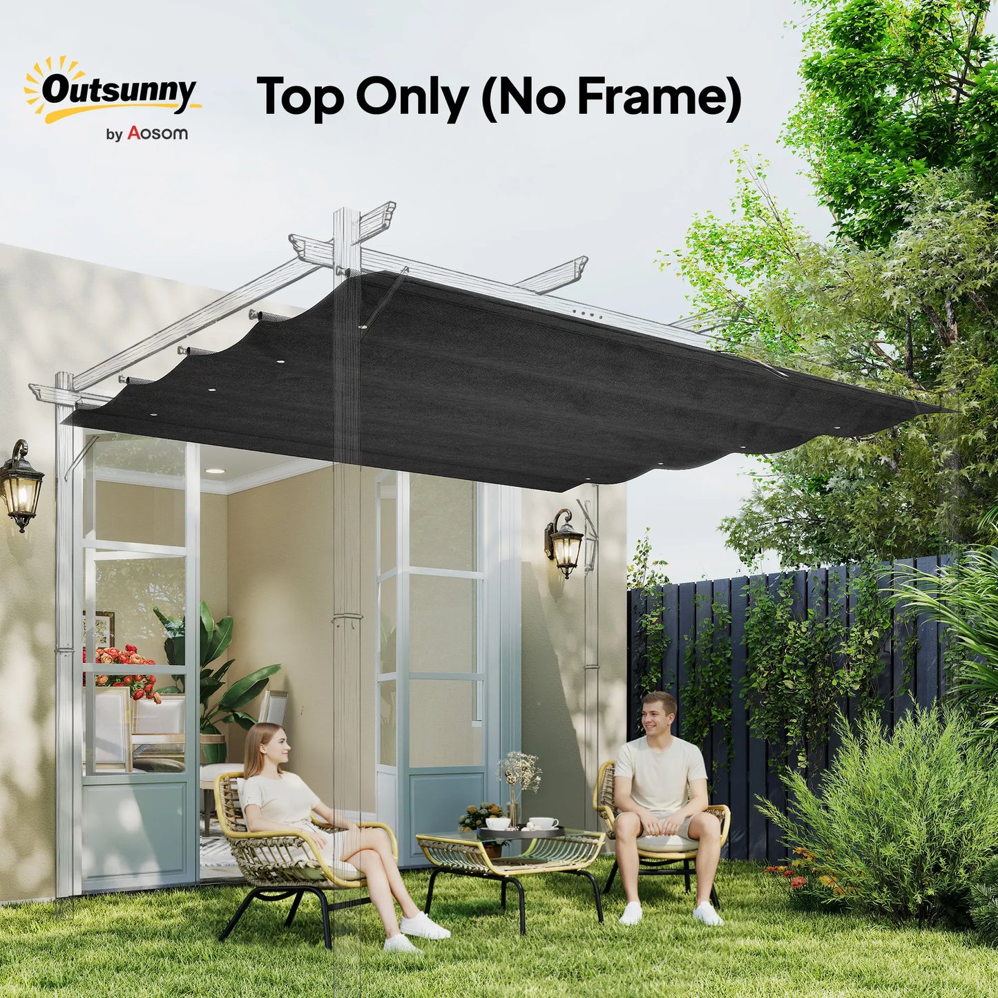 Retractable Pergola Canopy, 10' x 7' Sun Shade, UV30+, Dark Grey Gazebo Canopy Replacement at Gallery Canada