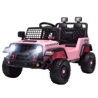 Camion électrique 12V pour enfant, télécommande, démarrage progressif, suspension à 4 roues, rose