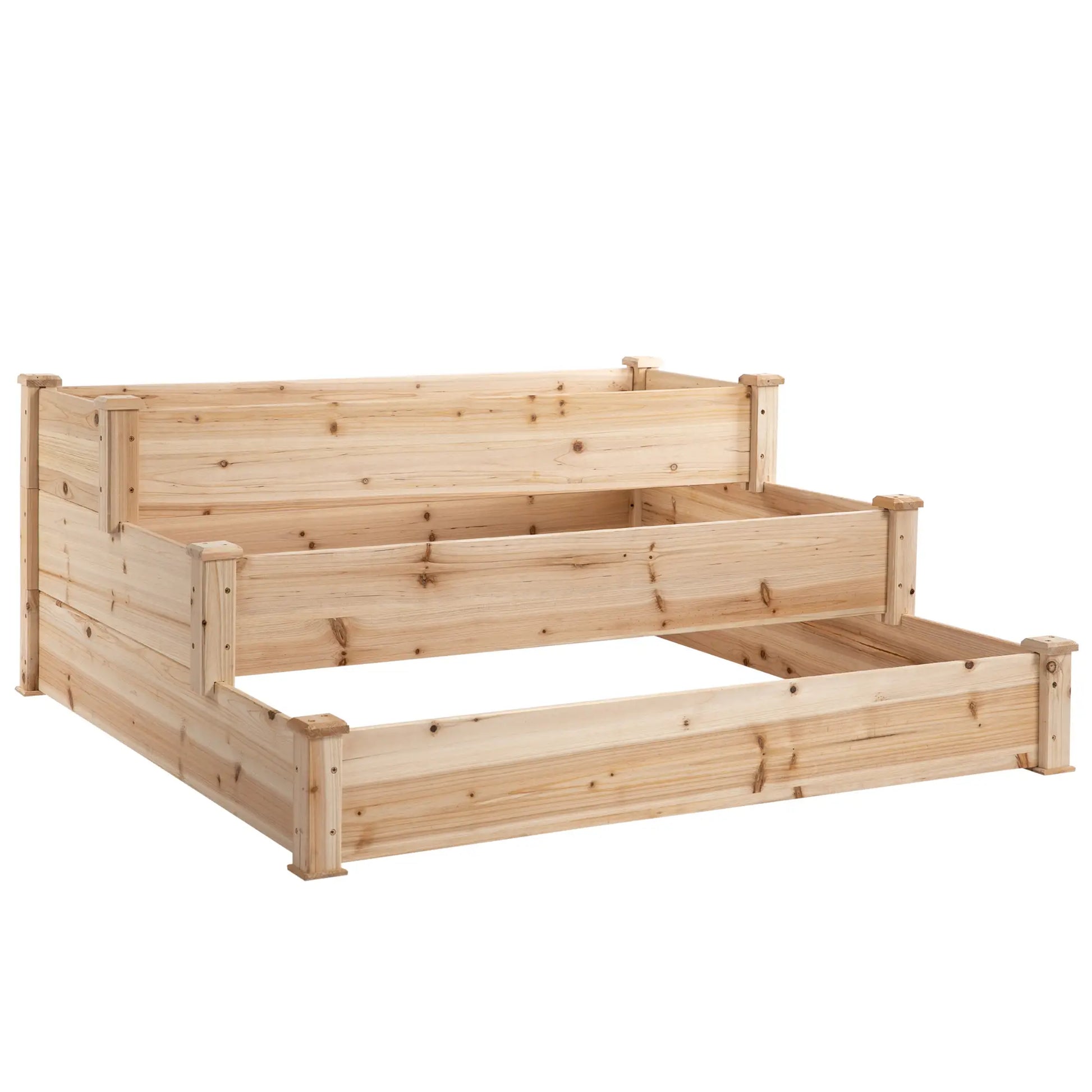 49x49x22 Inch 3-Tier Raised Garden Bed, Wooden Planter Kit, Natural Wooden Planter Boxes at Gallery Canada
