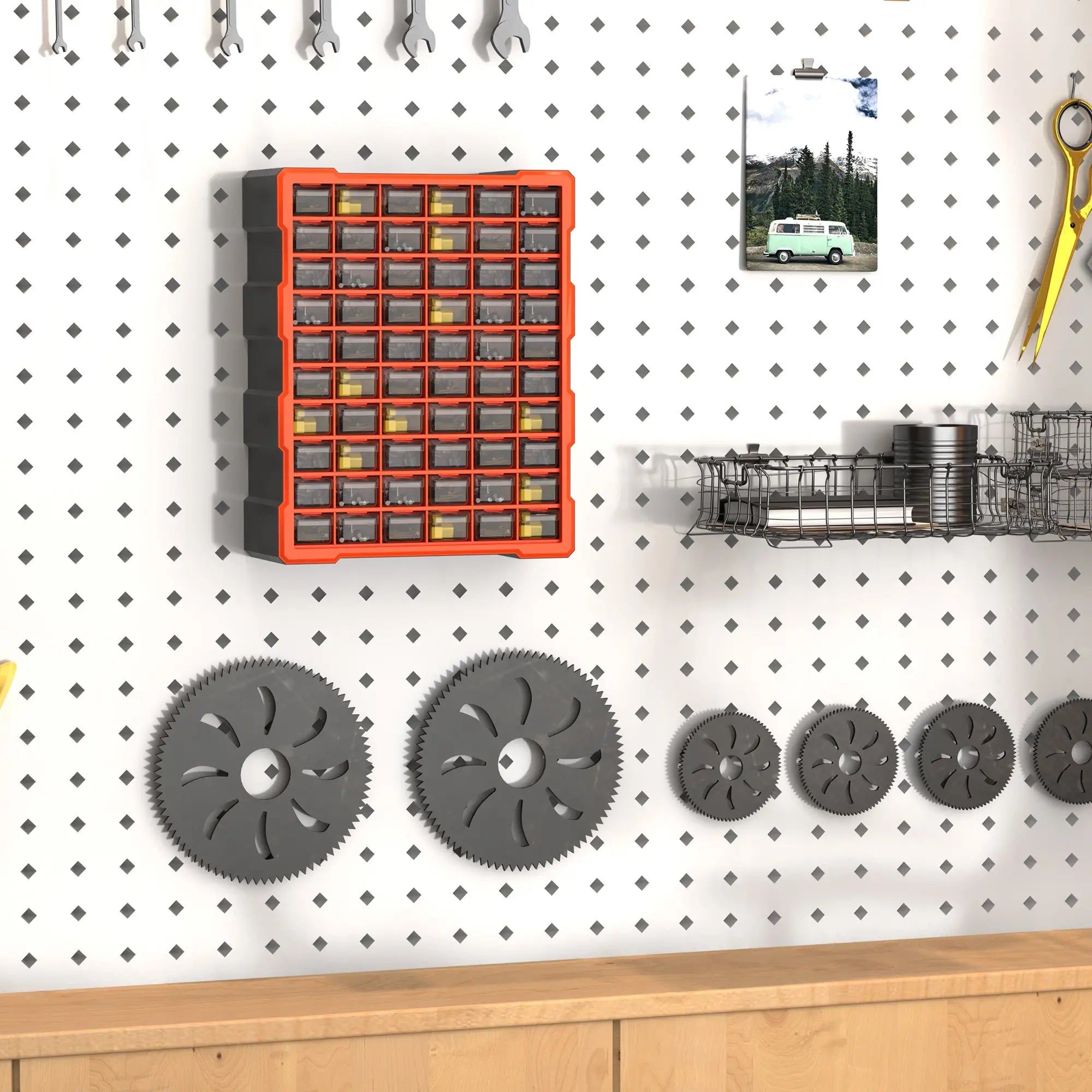 60 Drawers Plastic Screw Organizer, Garage Storage Cabinet, Orange Tool Organizers at Gallery Canada
