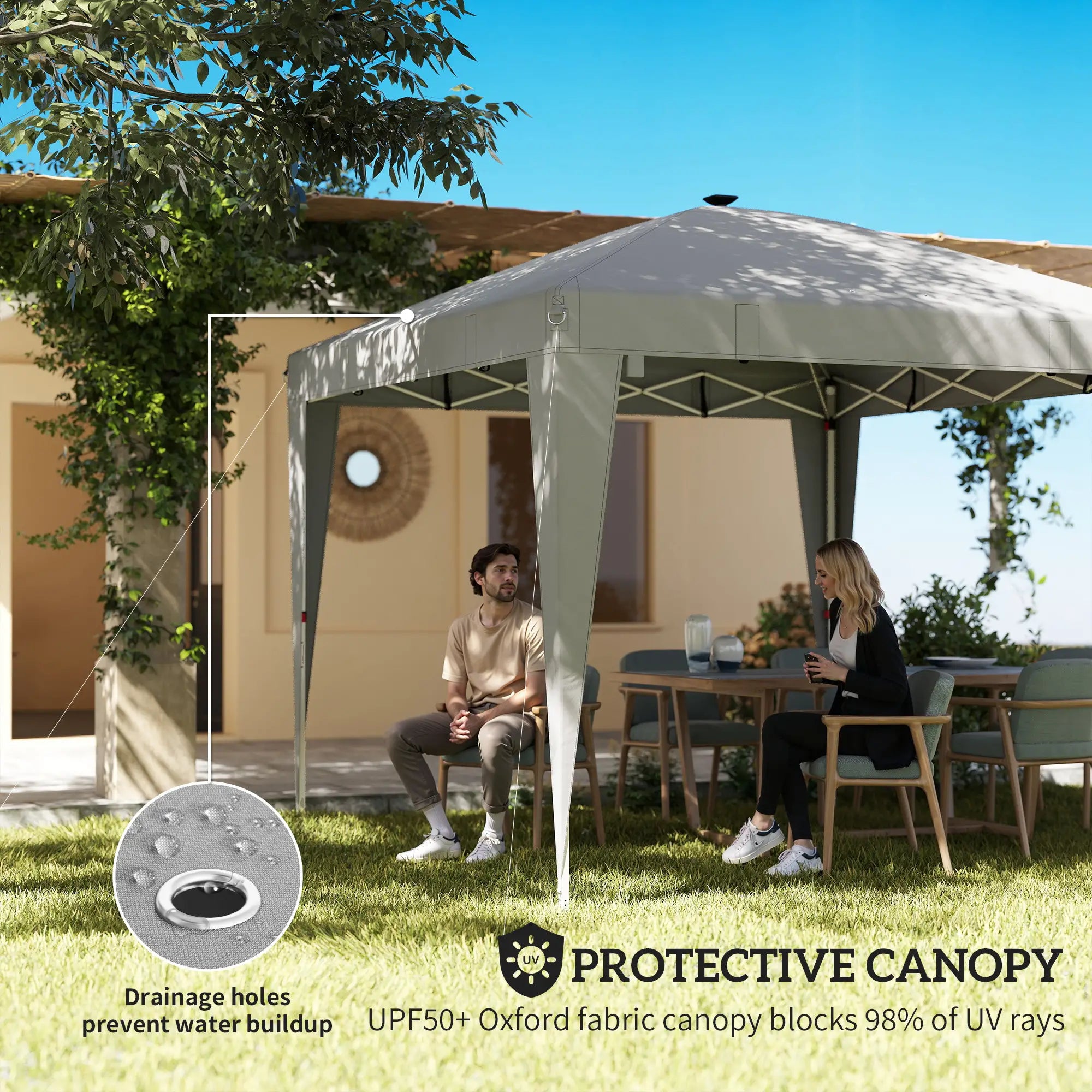 10 x 10 ft Pop Up Canopy Tent, Remote Control, UPF 50+, Light Grey Pop Up Canopies at Gallery Canada