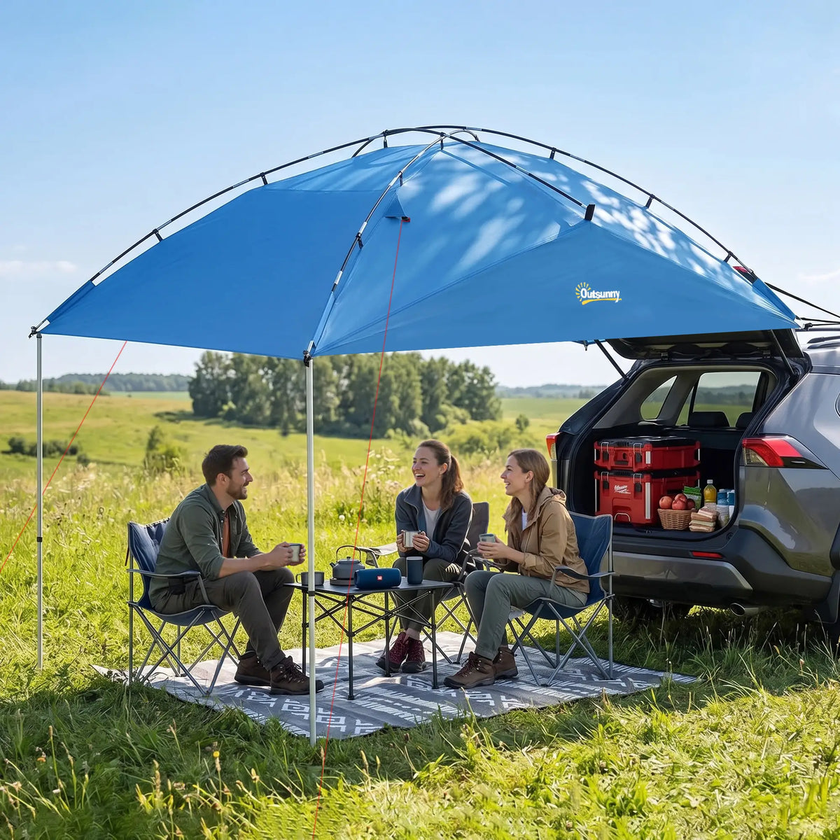 SUV Car Awning Camping Tent, 3000mm Waterproof, Light Blue Camping Tents at Gallery Canada