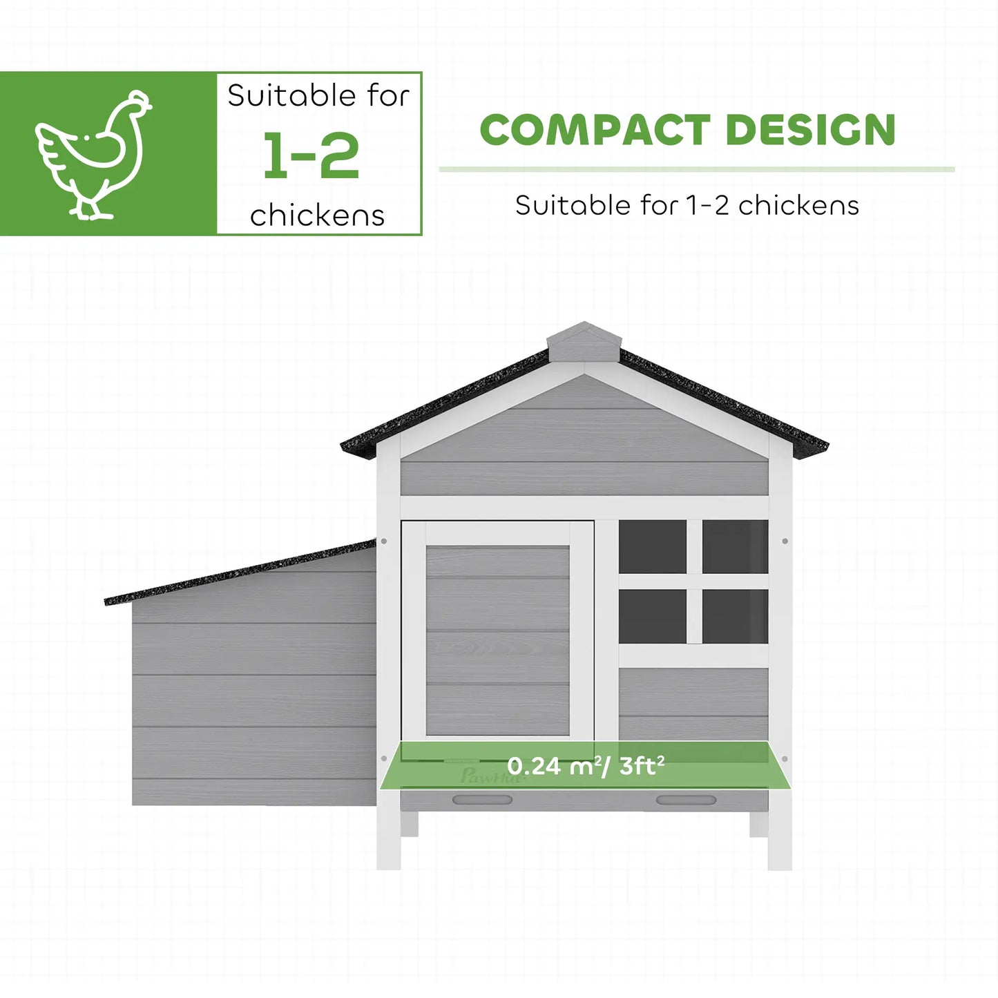 Wooden Chicken Coop With Nesting Box, Pull-Out Metal Tray, 36" x 25" x 27" Chicken Coops at Gallery Canada