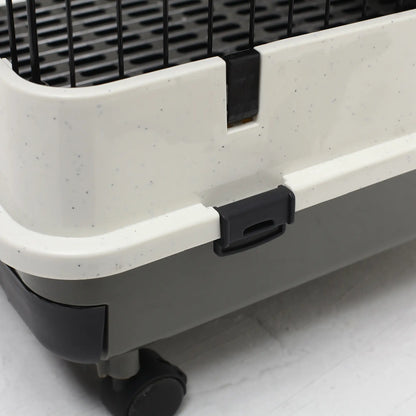 28"H 2-Level Rabbit Hutch, Lockable Wheels, Slide-Out Tray, Black Rabbit Hutch at Gallery Canada