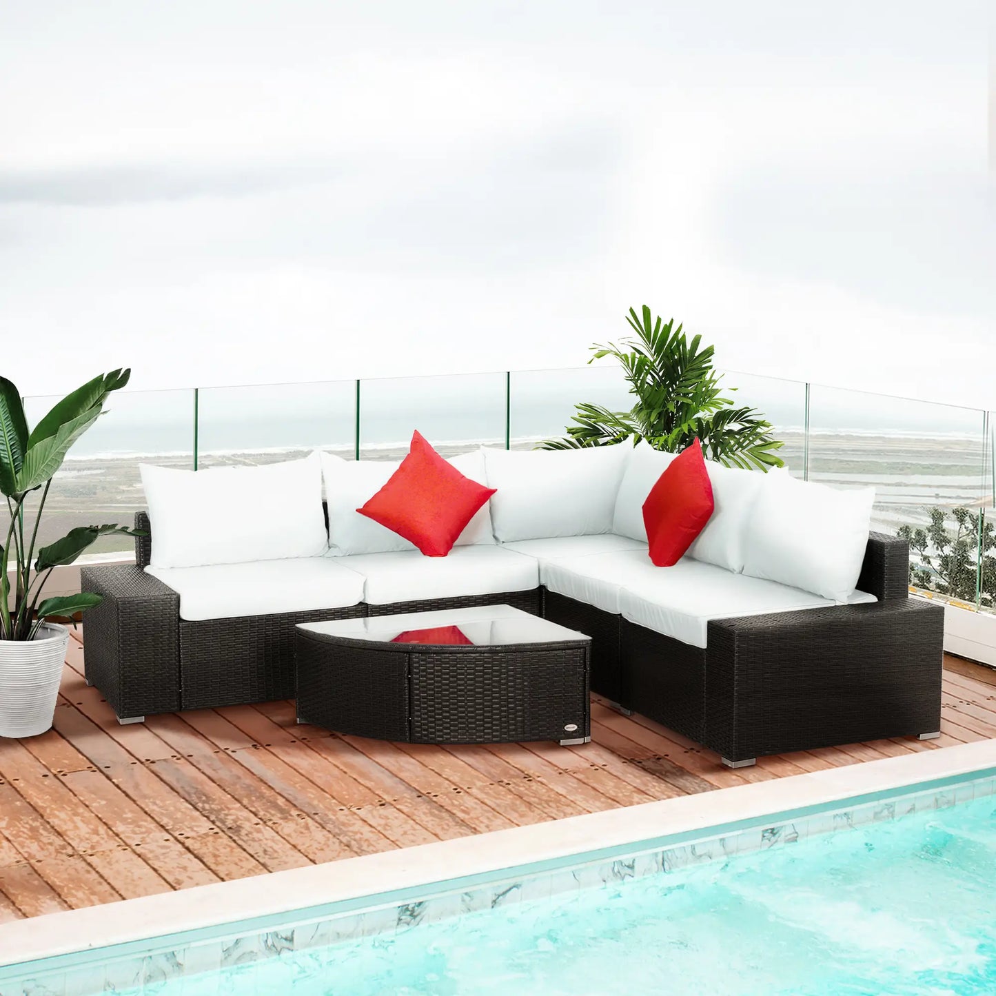 Wicker Sectional Sofa Set, Cushioned Patio Set with Coffee Table Patio Furniture Sets at Gallery Canada