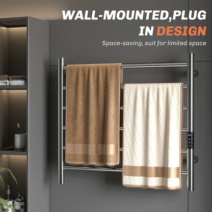Stainless Steel Smart WiFi Towel Warmer, Wall Mounted, 6 Bars, Adjustable Temperature, Silver Bath Accessories at Gallery Canada