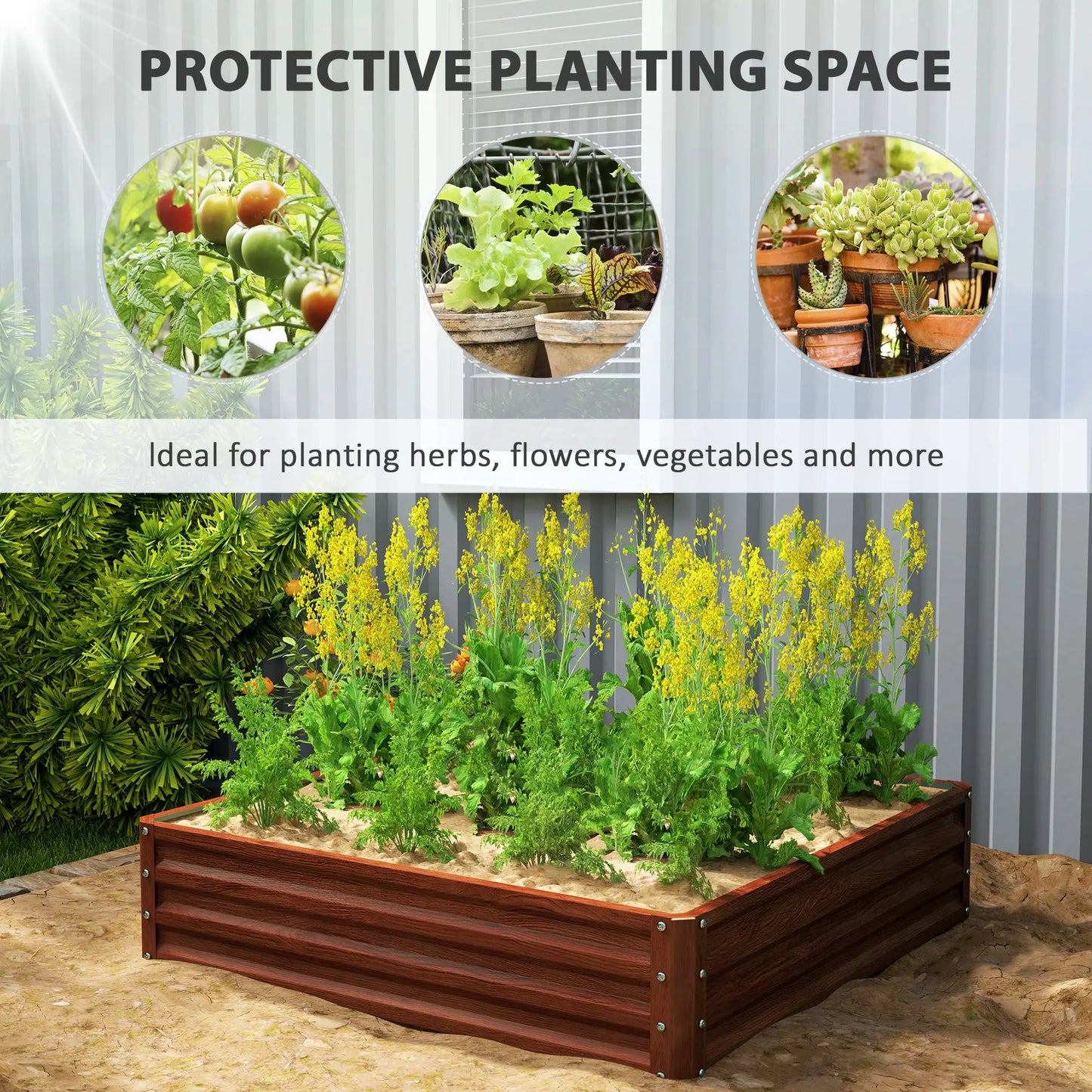 4'x4'x1' Raised Garden Bed, Galvanized Steel Planter, Dark Brown Galvanized Planter Boxes at Gallery Canada