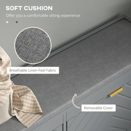 Shoe Storage with Seat, Upholstered Hallway Bench, Shoe Bench with 2 Flip Drawers and 4 Vents for 8 Pairs of Shoes Shoe Storage Cabinets & Racks at Gallery Canada