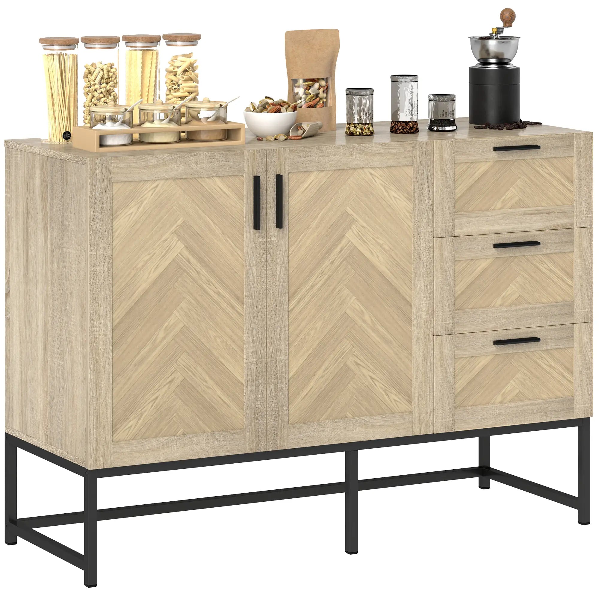Buffet Cabinet, Coffee Bar with Drawers, Adjustable Shelf, Oak Bar Cabinets at Gallery Canada