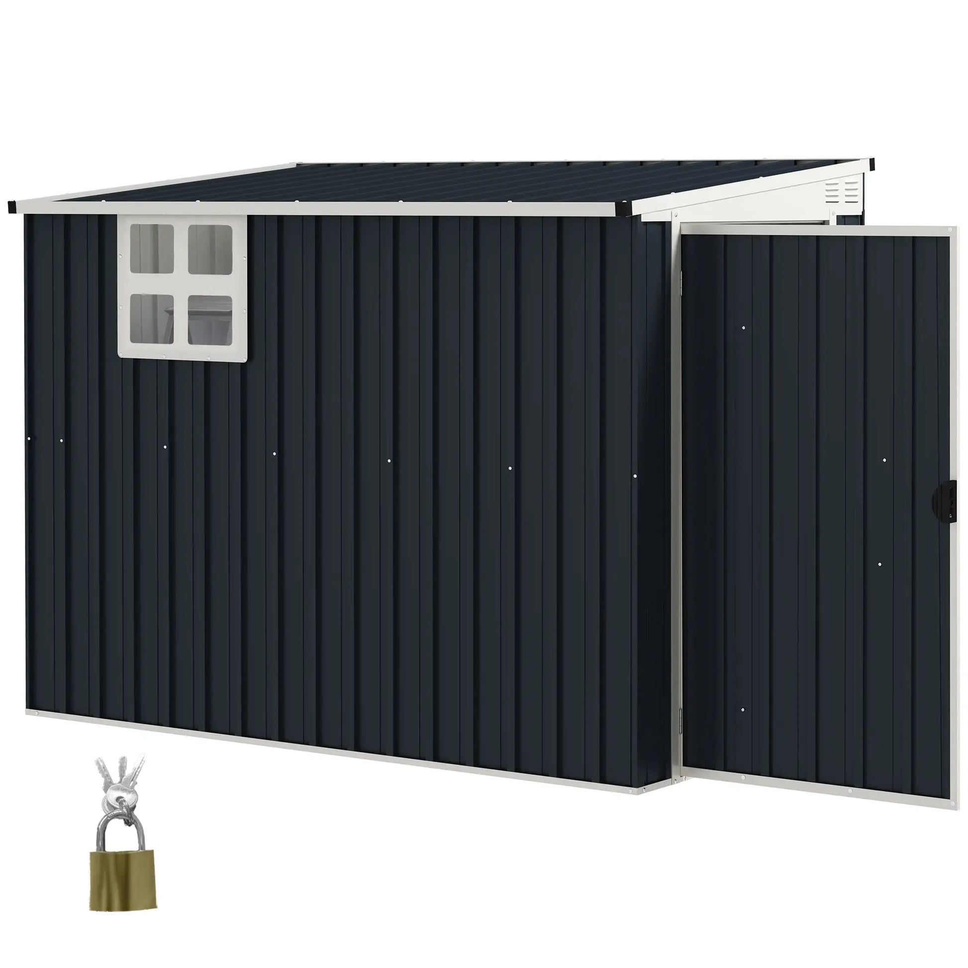 4' x 8' Metal Garden Shed, Outdoor Storage with Window, 2 Vents, Lockable Door Sheds Dark Grey at Gallery Canada