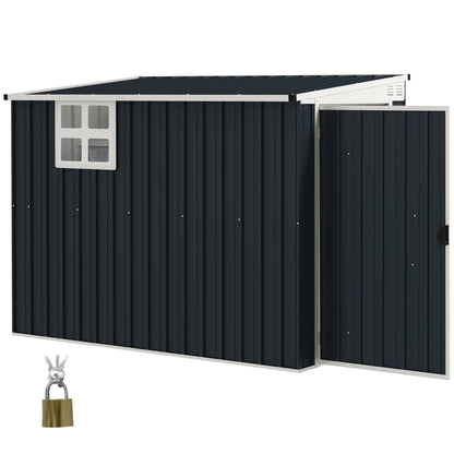 4' x 8' Metal Garden Shed, Outdoor Storage with Window, 2 Vents, Lockable Door Sheds Dark Grey at Gallery Canada