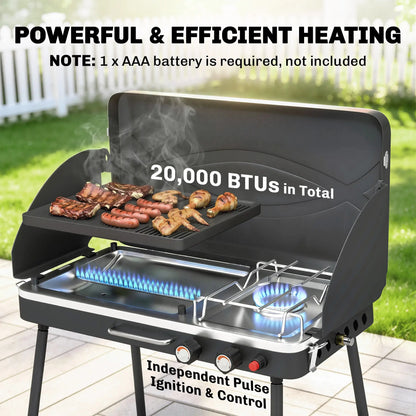 Camping Stove Gas Griddle Combo, 20,000 BTU, Portable, Black Propane Gas Grills at Gallery Canada