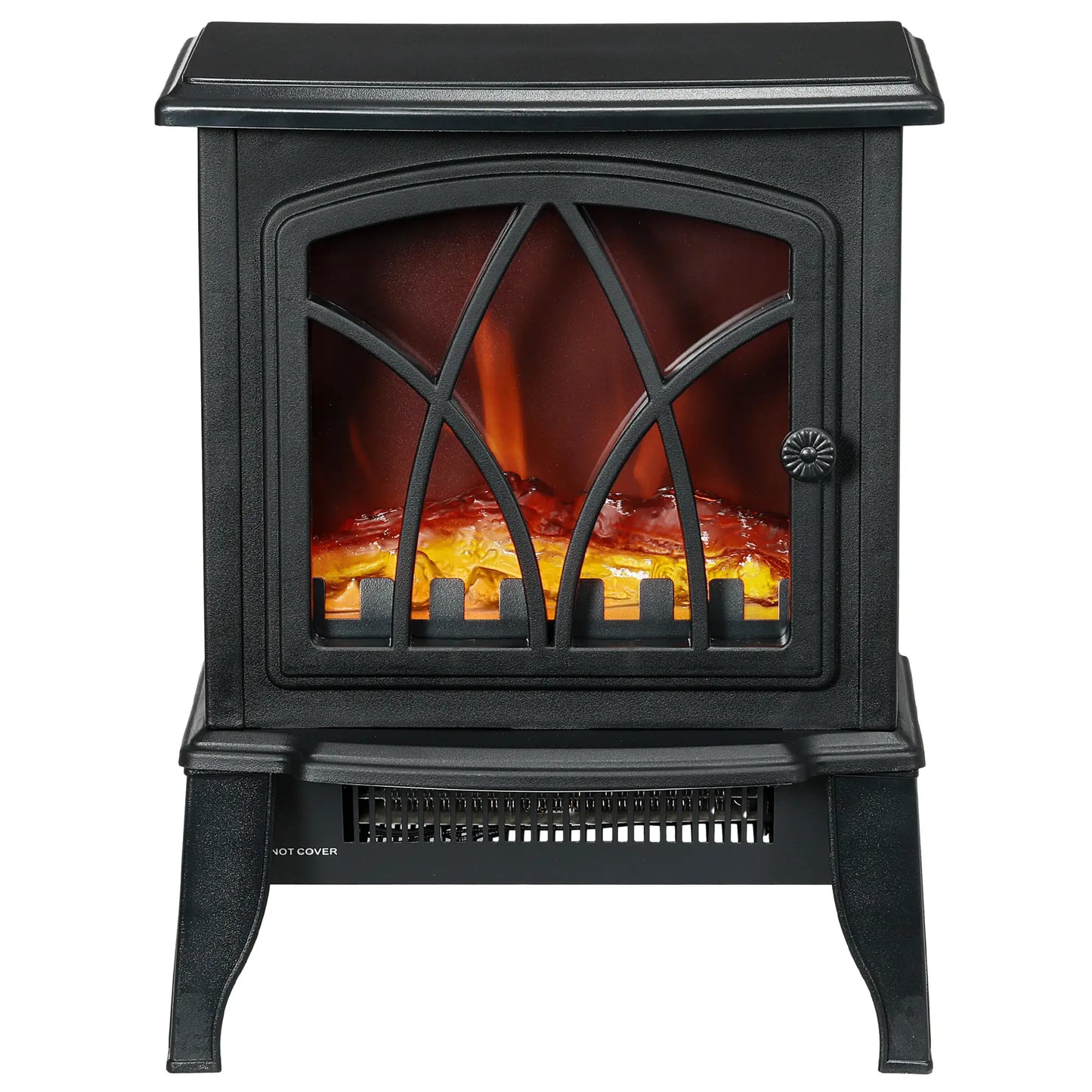Electric Fireplace Heater, Freestanding Stove, Realistic Flame, Overheat Protection, 750W/1500W, Black Electric Fireplaces Black at Gallery Canada