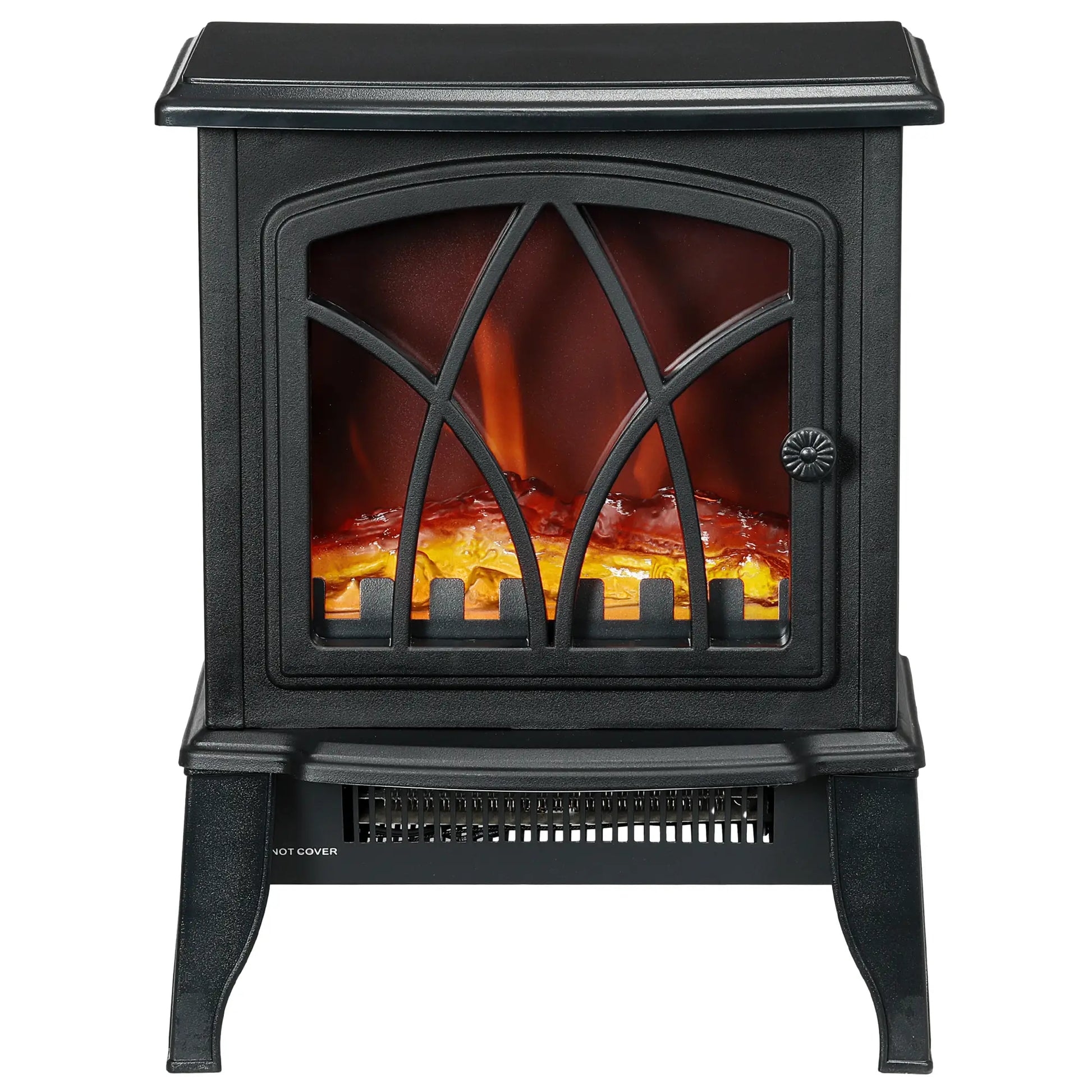 Electric Fireplace Heater, Freestanding Stove, Realistic Flame, Overheat Protection, 750W/1500W, Black Electric Fireplaces Black at Gallery Canada
