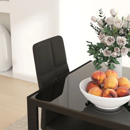 3-Piece Rectangular Glass Dining Table, Metal Frame, Faux Leather Chairs, Black Bar Sets at Gallery Canada