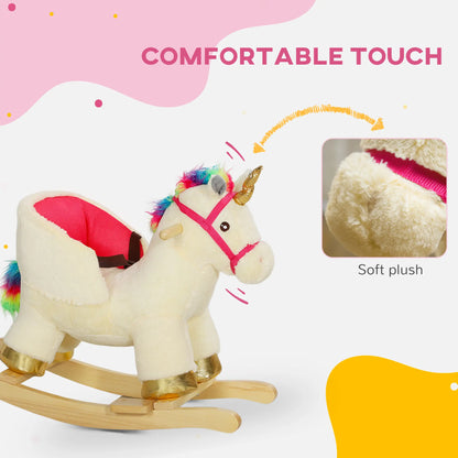 Unicorn Rocking Horse with Sound, Safety Belt, Wooden Base, 18-36 Months Rocking Horses at Gallery Canada