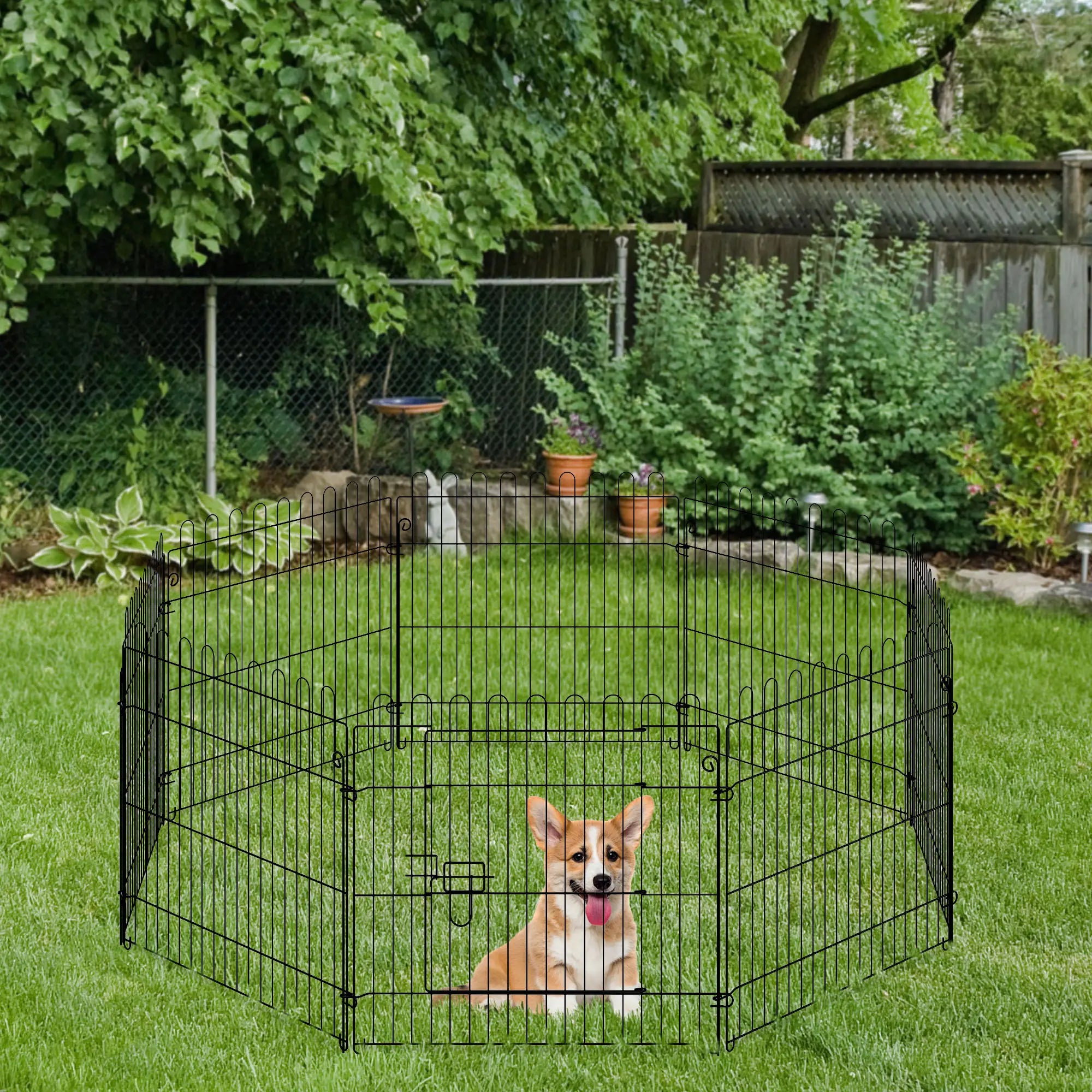 24inch 8-Panel Foldable Dog Playpen, Black Houses, Kennels & Pens at Gallery Canada
