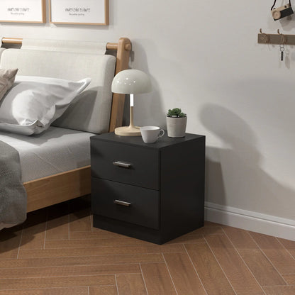 Modern Bedside Table, 2 Drawers, Nightstand for Bedroom, Black Bedside Tables at Gallery Canada