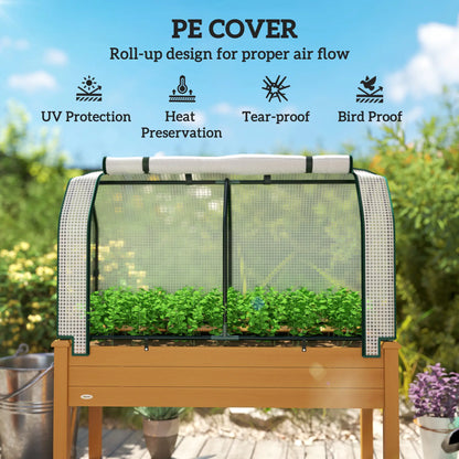 Raised Garden Bed, Wood Planter Box, PE Greenhouse Cover, Outdoor Elevated Elevated Garden Beds at Gallery Canada