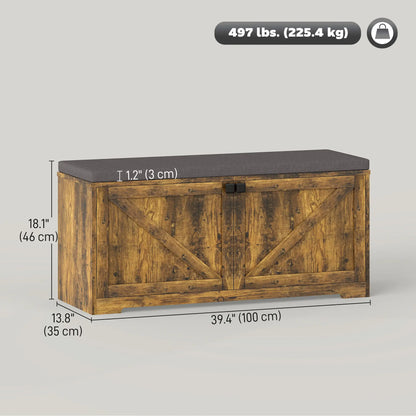 Shoe Storage Bench with Padded Seat, 8 Pairs, Rustic Brown, Brown Shoe Storage Cabinets & Racks at Gallery Canada