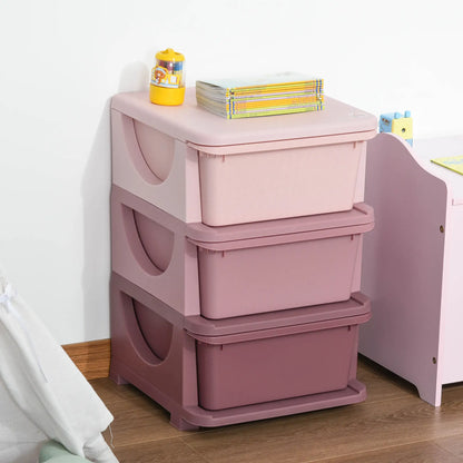 3 Tier Kids Toy Organizer, 3 Plastic Drawers, Pink Baby & Kids Storage at Gallery Canada