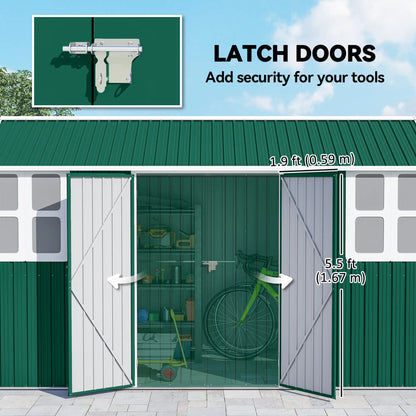 12' x 5.5' Metal Storage Shed, Outdoor Tool House, Green Sheds at Gallery Canada