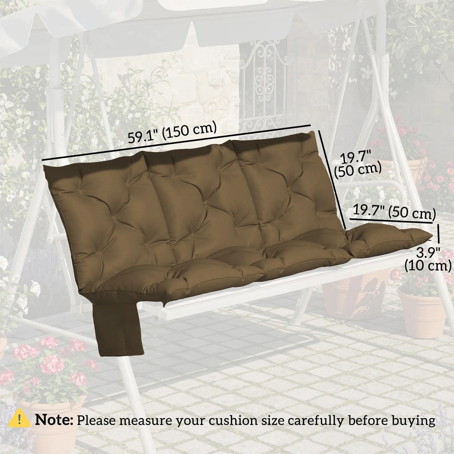 Water-Repellent Bench Cushion, 59.1" x 39.4", Khaki Patio Chair Cushions at Gallery Canada