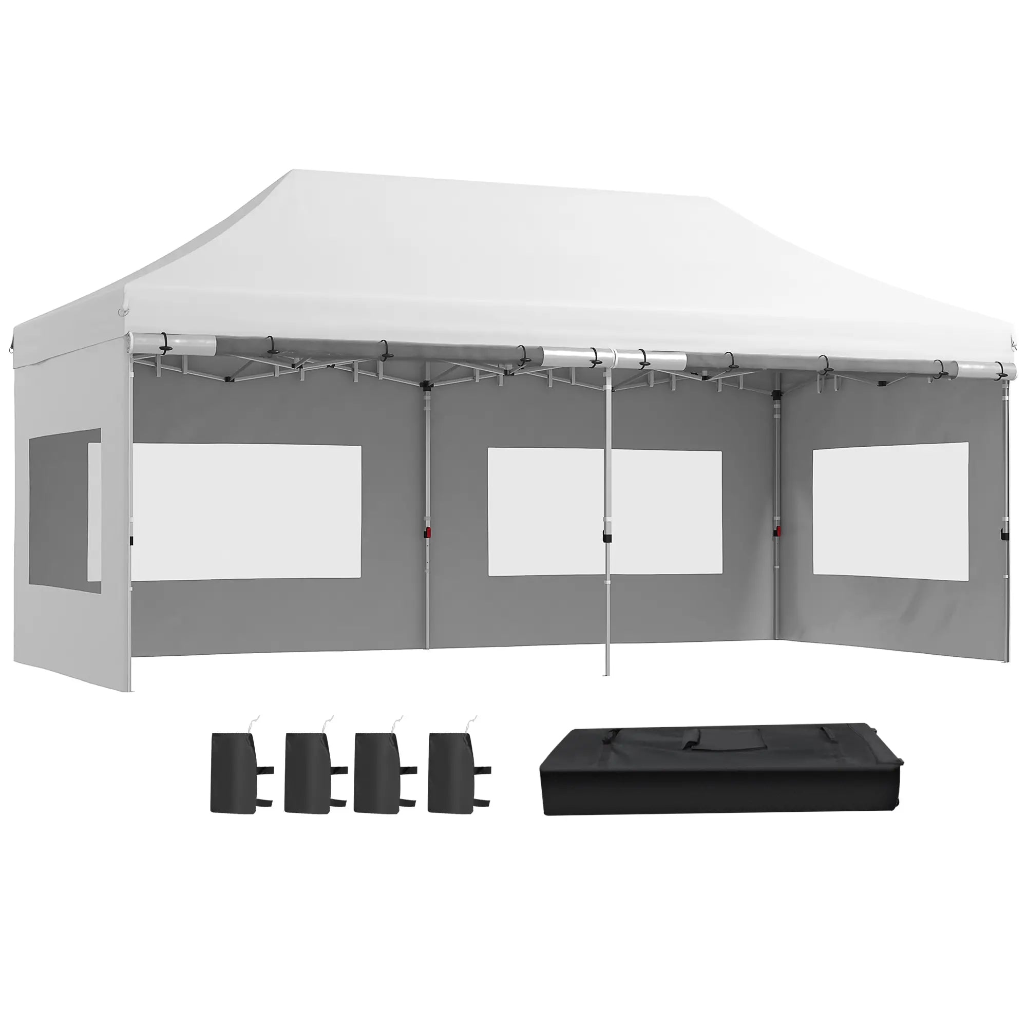 20' x 10' Folding Canopy Tent, Sidewalls, Windows, White Pop Up Canopies at Gallery Canada