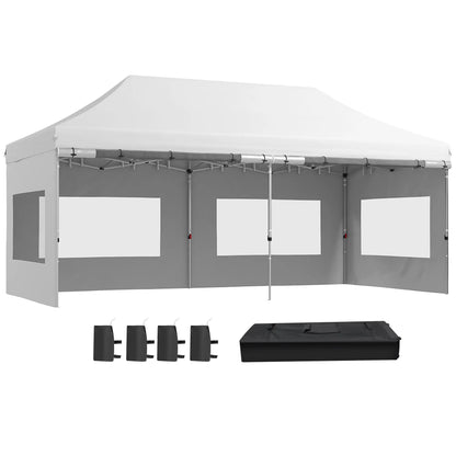 20' x 10' Folding Canopy Tent, Sidewalls, Windows, White Pop Up Canopies at Gallery Canada