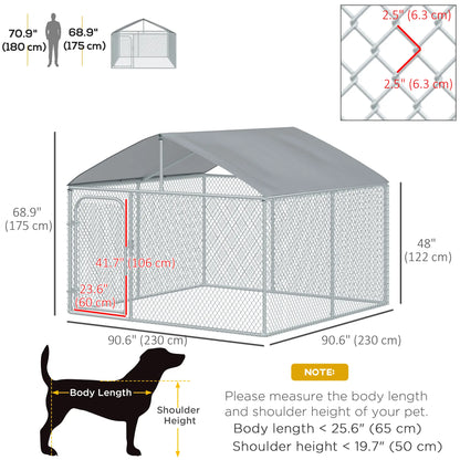 Outdoor Dog Kennel With Roof, Waterproof UV-Resistant Cover, Secure Lock, 7.5' x 7.5' x 5.7' Houses, Kennels & Pens at Gallery Canada