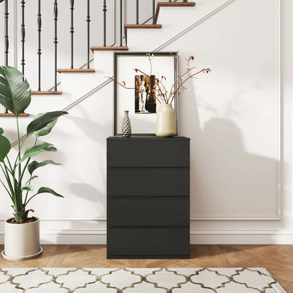 4 Drawer Chest, Freestanding Storage Unit, Black Storage Cabinets at Gallery Canada