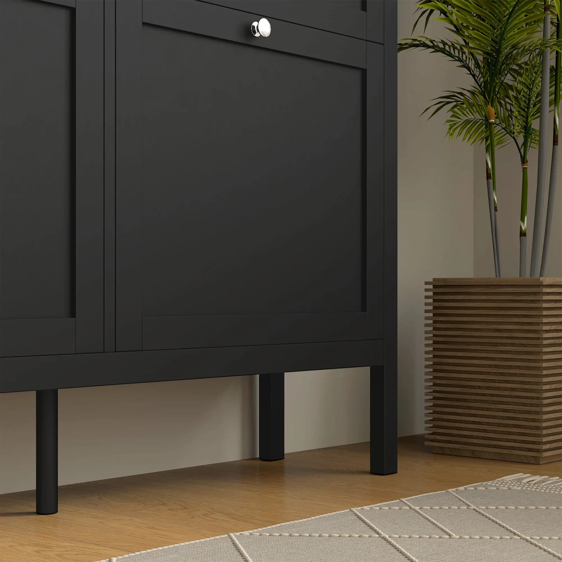 Shoe Storage Cabinet, 4 Flip Drawers, Adjustable Shelves, Holds 20 Pairs, Black Shoe Storage Cabinets & Racks at Gallery Canada