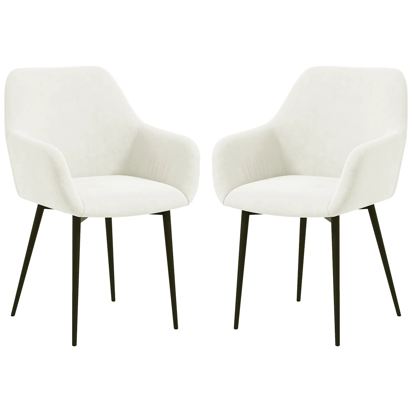 Velvet Fabric Dining Chairs Set of 2, Steel Legs, Cream White Dining Chairs Cream at Gallery Canada