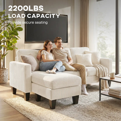 L Shaped Sectional Sofa, With Chaise Or Ottoman, Cream White 3-Seater Sofas at Gallery Canada