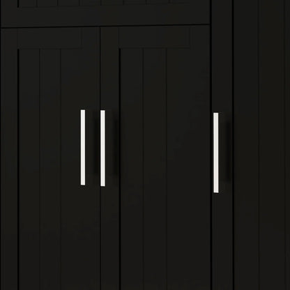 Modern Rolling Kitchen Island Cart, Natural Wood Top, Black, Black Kitchen Islands & Kitchen Carts at Gallery Canada