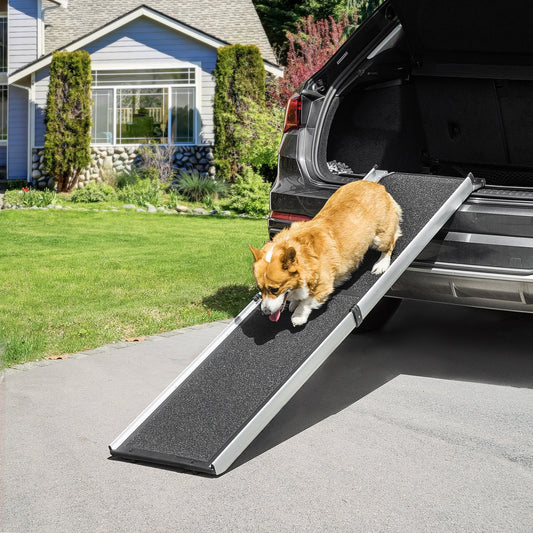 72-Inch Portable Folding Dog Ramp for Cars, Trucks, SUVs, Non-Slip Pet Ramp for Large Dogs, Aluminum Frame for up to 198 LBS - Gallery Canada