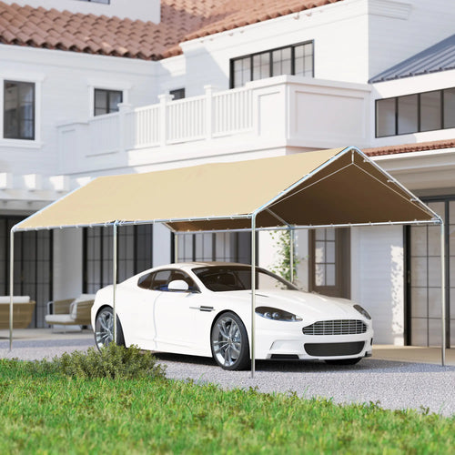 10' x 20' Carport, Heavy Duty Galvanized Canopy, Khaki