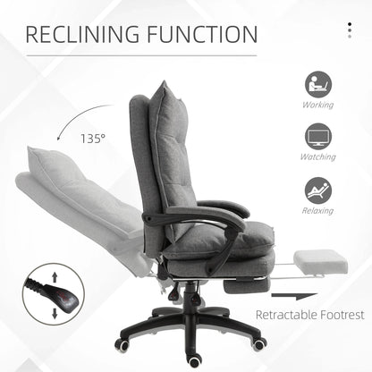 Adjustable Height Office Chair, 360° Swivel, Retractable Footrest, Grey Executive & Manager Chairs at Gallery Canada