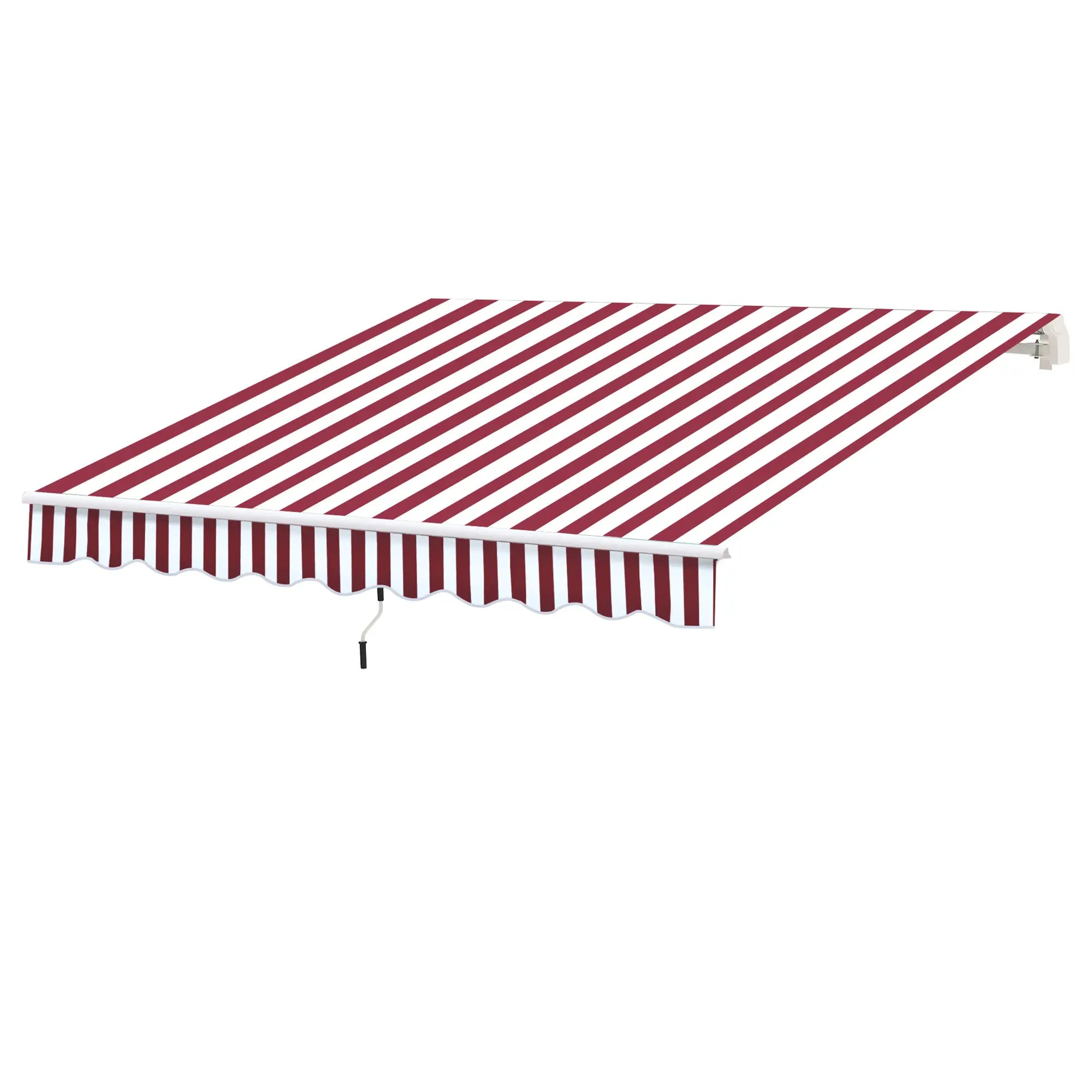 10' x 8' Manual Retractable Awning, Sun Shade Canopy, Aluminum Frame, UV Protection, White Stripe, Wine Red Patio Awnings Wine Red and White Stripe at Gallery Canada