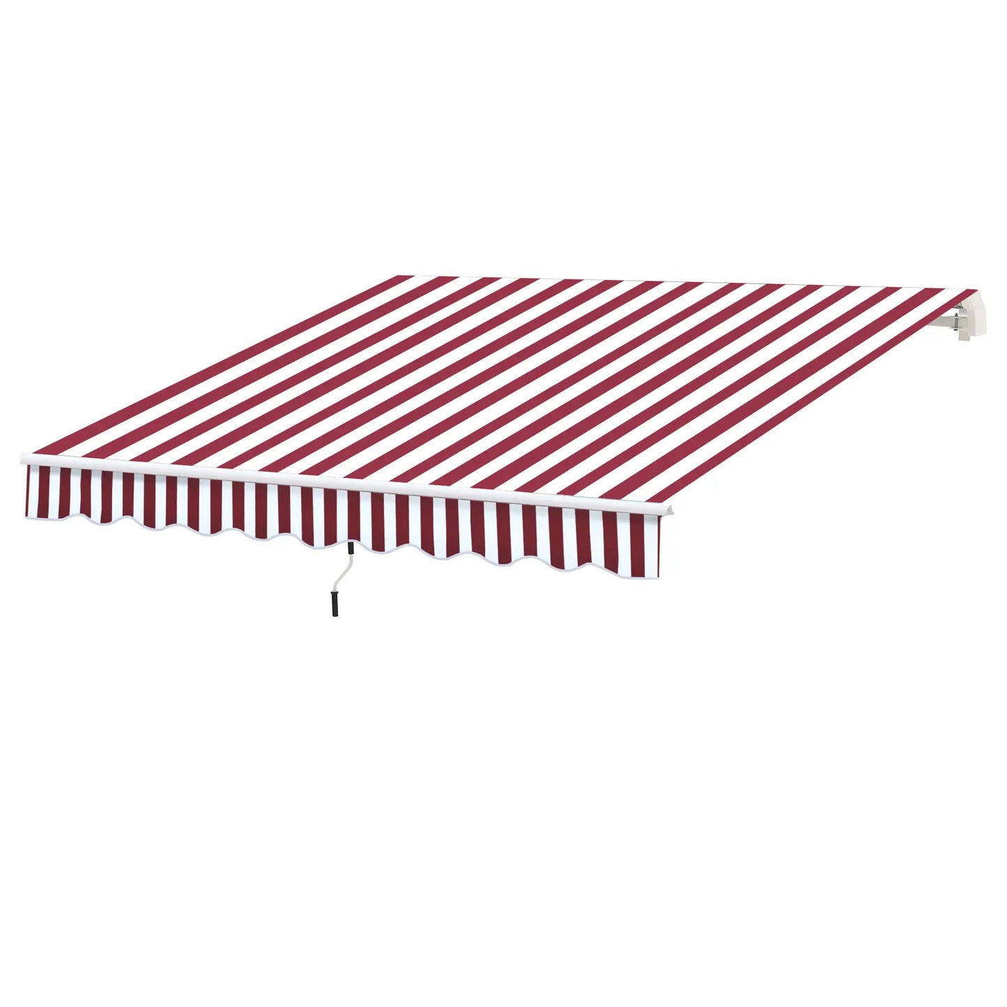10' x 8' Manual Retractable Awning, Sun Shade Canopy, Aluminum Frame, UV Protection, White Stripe, Wine Red Patio Awnings Wine Red and White Stripe at Gallery Canada