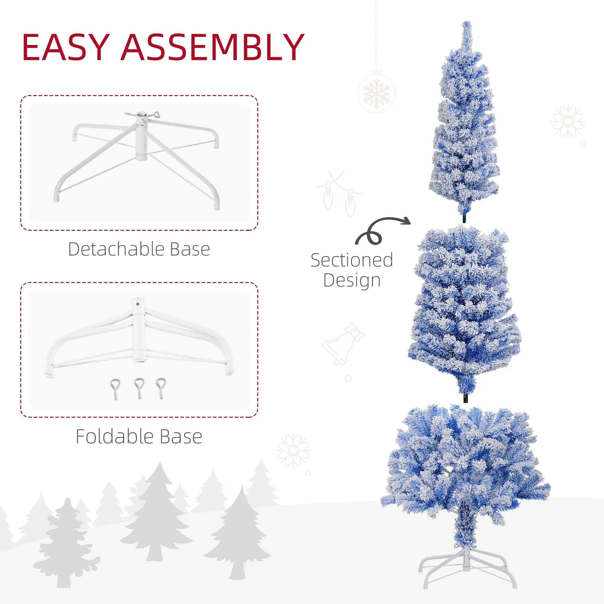 6ft Flocked Pencil Christmas Tree, Realistic Branch Tips, Blue Pencil Christmas Trees at Gallery Canada