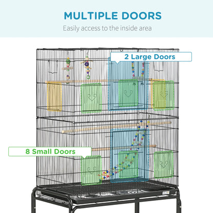 52" Bird Cage With Rolling Stand, Toys, For Budgies Canaries, Black Bird Cages at Gallery Canada