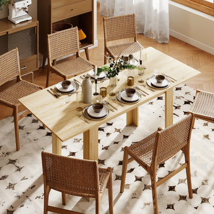 Extendable Dining Table, 55.1(70.9) x31.5 in, for 6-8, Natural Wood Dining Tables at Gallery Canada