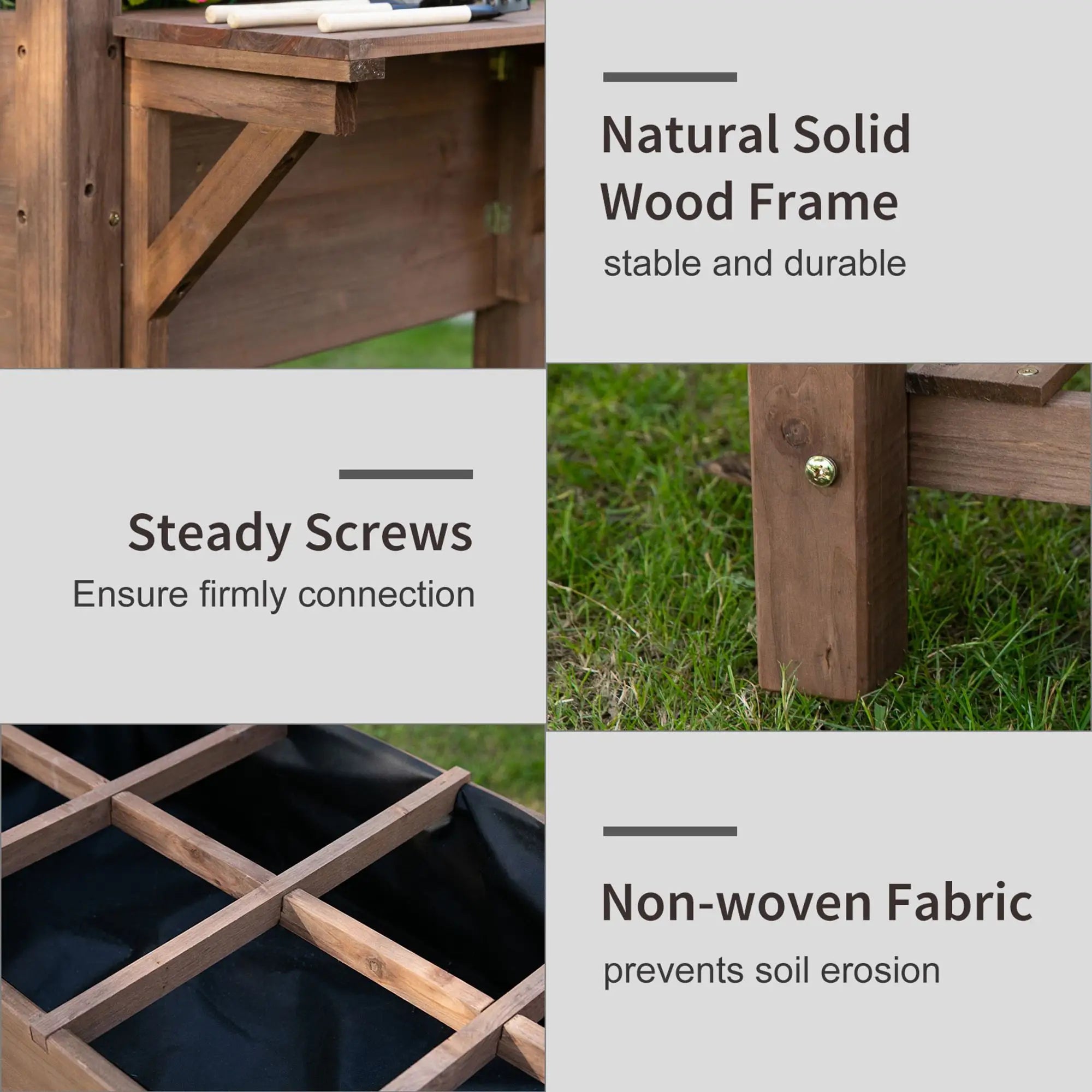 Raised Garden Bed, 8 Grids with Storage Shelf, Elevated Planter Box, Brown Elevated Garden Beds at Gallery Canada