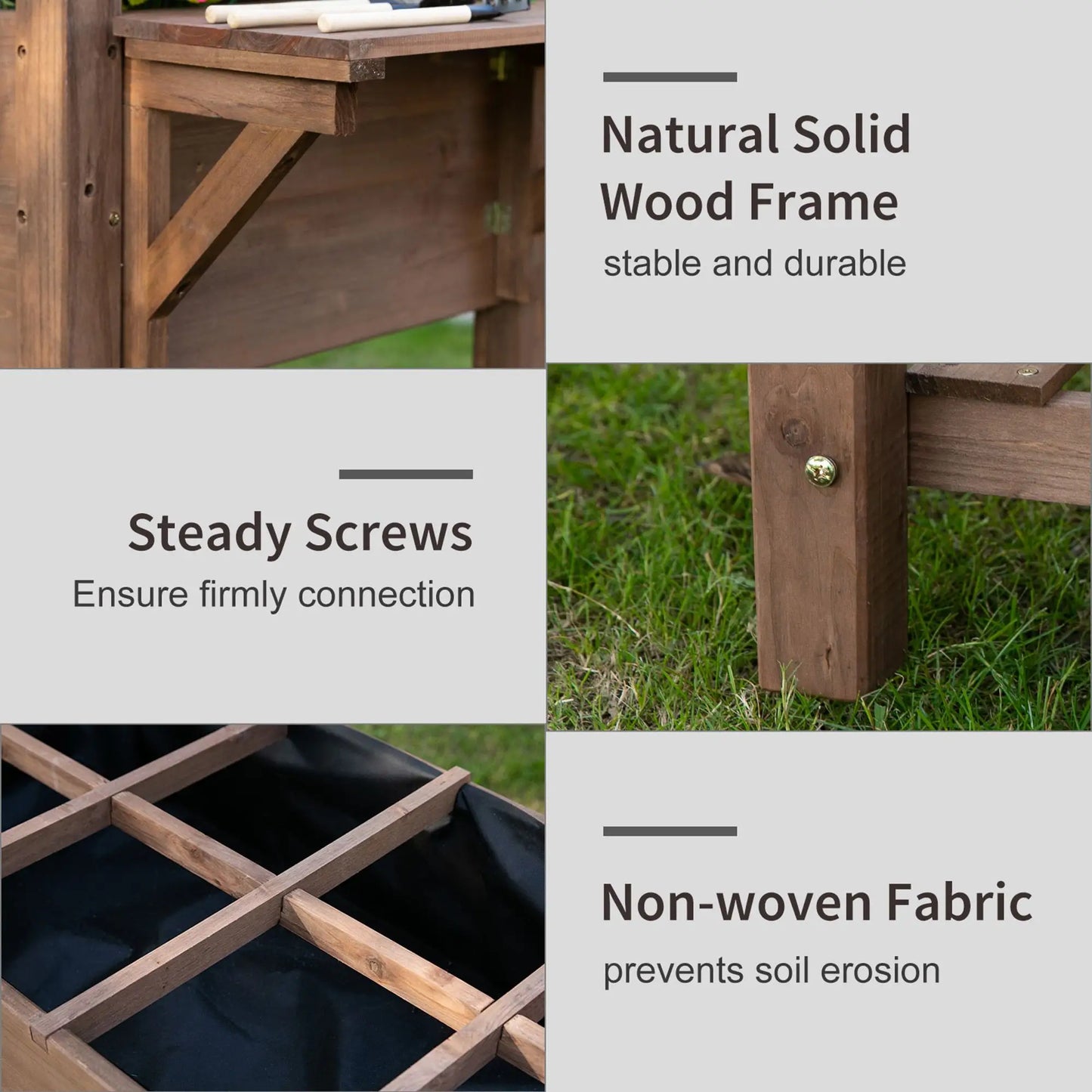 Raised Garden Bed, 8 Grids with Storage Shelf, Elevated Planter Box, Brown Elevated Garden Beds at Gallery Canada